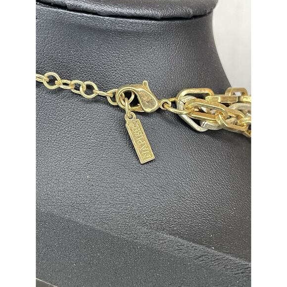 Vintage Napier Two Tone Necklace Gold & Silver 3 Chain Statement Necklace - Picture 3 of 4